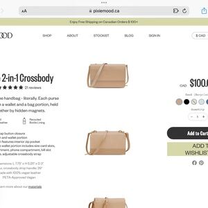 Pixie Mood Jane 2 in 1 Sand coloured cross body bag like new